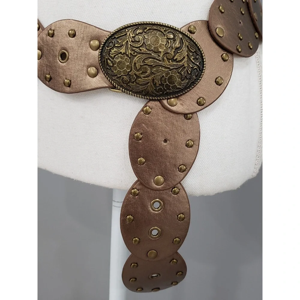 Oval Disc Belt Women Concho Western Boho y2k bohemian festival statement BRASS